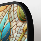 Pink Roses Stained Glass Mosaic Pickleball Paddle (Links Detail)