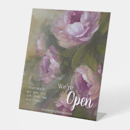 Pink Roses Store Reclamebord Met Voetstuk