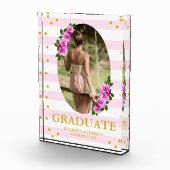 Pink Roses Striped Graduation Fotoblokken (Rechts)