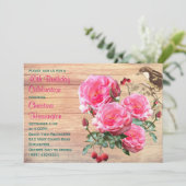 Pink Roses Summer Birthday Party Kaart (Staand voorkant)