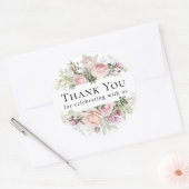 Pink Roses Summer Floral Hartelijk dank Ronde Sticker (Envelop)