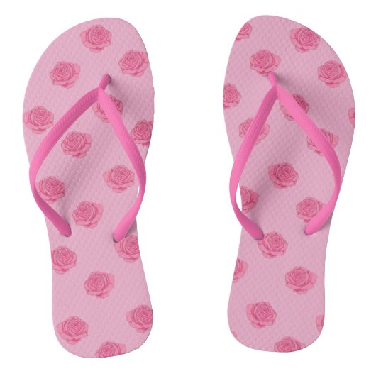 Pink roses teenslippers (Voetbed)