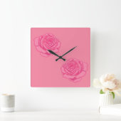 Pink roses vierkante klok (Huis)