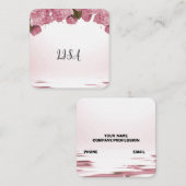 PINK ROSES VIERKANTE VISITEKAARTJE (Voorkant / Achterkant)