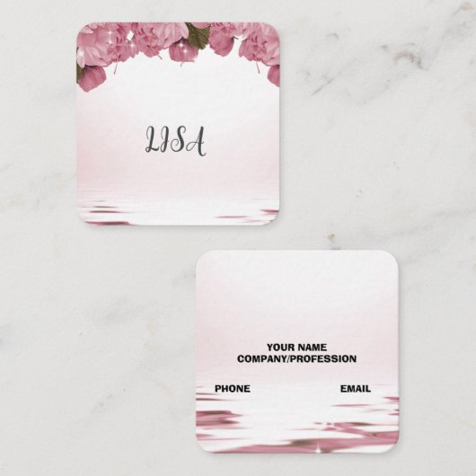 PINK ROSES VIERKANTE VISITEKAARTJE (Voorkant / Achterkant)