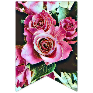 PINK ROSES VLAGGETJES