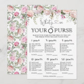 Pink Roses Wat zit er in je tas Vrijgezellenfeest  Kaart (Voorkant / Achterkant)