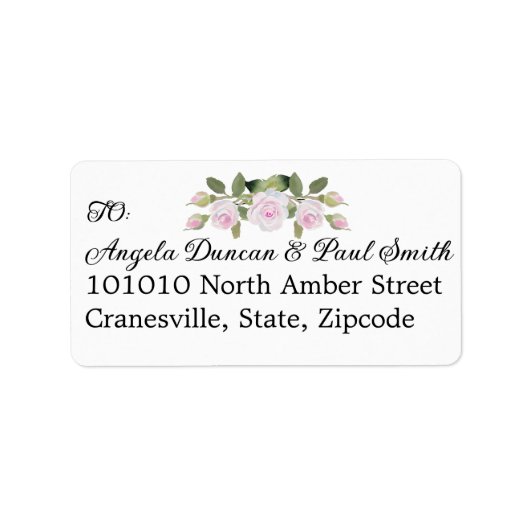Pink Roses Wedding Address Label for RSVP  (Voorkant)