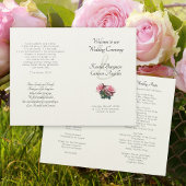 Pink Roses Wedding Ceremony Folded Program Sample