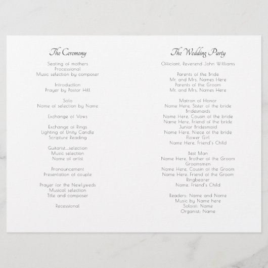 Pink Roses Wedding Ceremony Folded Program Sample (Achterkant)