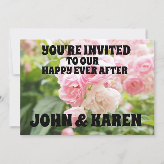 PINK ROSES WEDDING INVITATIONS PERSONALIZED CUSTOM KAART (Voorkant)