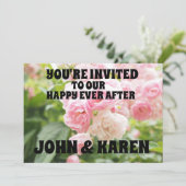 PINK ROSES WEDDING INVITATIONS PERSONALIZED CUSTOM KAART (Staand voorkant)