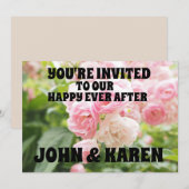 PINK ROSES WEDDING INVITATIONS PERSONALIZED CUSTOM KAART (Voorkant / Achterkant)
