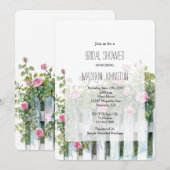 Pink Roses White Picket Fence Bridal Shower Kaart (Voorkant / Achterkant)