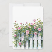 Pink Roses White Picket Fence Bridal Shower Kaart (Achterkant)