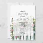 Pink Roses White Picket Fence Bridal Shower Kaart (Voorkant)