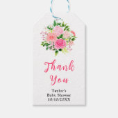 Pink Roses with Foliage Baby Shower Thank You Cadeaulabel (Voorkant)