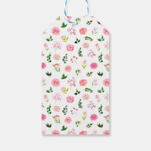 Pink Roses with Foliage Baby Shower Thank You Cadeaulabel (Achterkant)