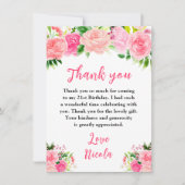 Pink Roses with Foliage Birthday Bedankkaart (Voorkant)