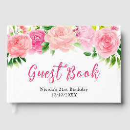 Pink Roses with Foliage Birthday Gastenboek