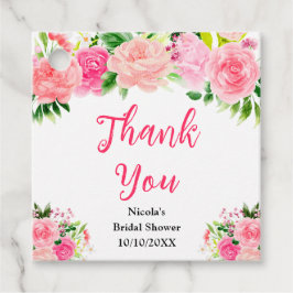 Pink Roses with Foliage Bridal Shower Bedankjes Labels