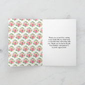 Pink Roses with Foliage Bridal Shower Bedankkaart (Binnen)