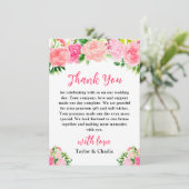 Pink Roses with Foliage Wedding Bedankkaart (Staand voorkant)