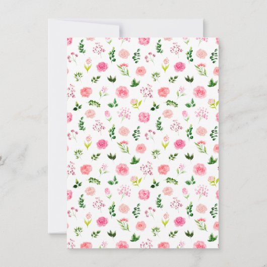 Pink Roses with Foliage Wedding Bedankkaart (Achterkant)