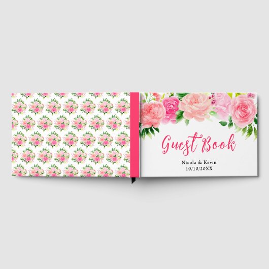 Pink Roses with Foliage Wedding Gastenboek (Volledig)