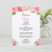 Pink Roses with Foliage Wedding Menu (Staand voorkant)