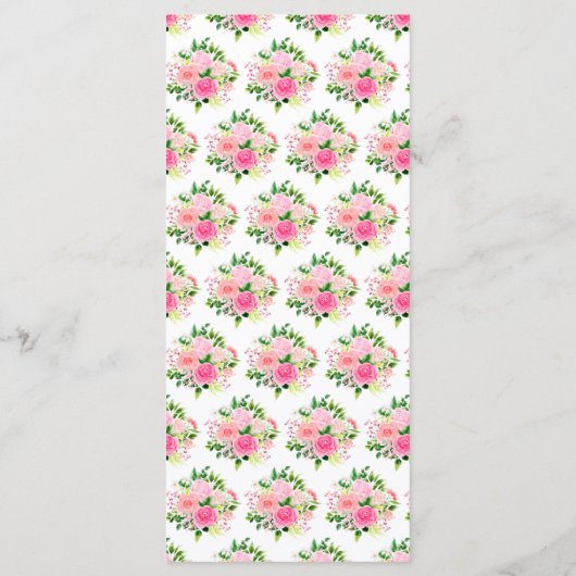 Pink Roses with Foliage Wedding Menu (Achterkant)