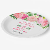 Pink Roses with Foliage Wedding Papieren Bordje (Gekanteld)