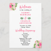 Pink Roses with Foliage Wedding Program Programmakaart (Voorkant)