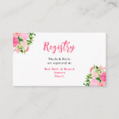 Pink Roses with Foliage Wedding Registry Informatiekaartje (Voorkant)