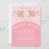 Pink Rose's with Gold Bridal Shower Invitation Kaart (Voorkant)
