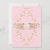 Pink Rose's with Gold Bridal Shower Invitation Kaart (Achterkant)