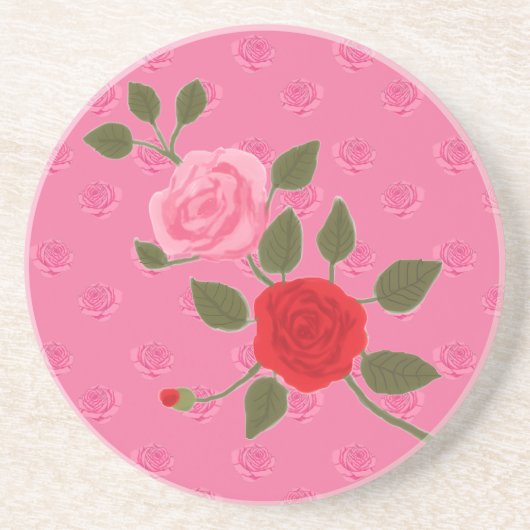 Pink roses zandsteen onderzetter (Voorkant)