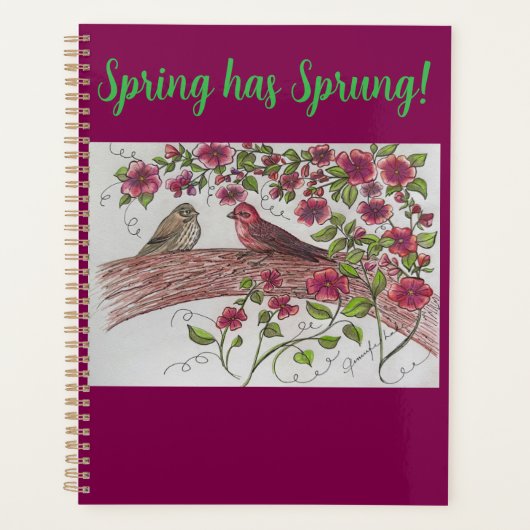 Pink Rosie Finches Planner (Voorkant)