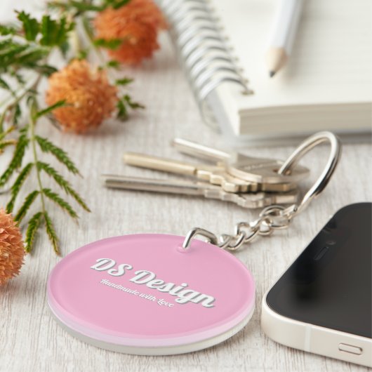 Pink Round Keychain (Voorkant Rechts)