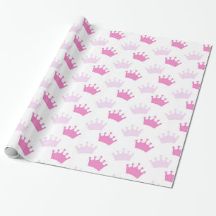 Pink Royal Crowns Fairytale Princess Party Cadeaupapier