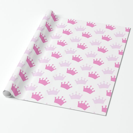 Pink Royal Crowns Fairytale Princess Party Cadeaupapier (Uitgerold)
