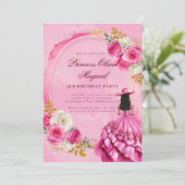 Pink Royal Little Princess Verjaardag Uitnodiging (Staand voorkant)