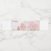 Pink Royal Princess Castle 4th Birthday Party Waterfles Etiket (Enkel label)