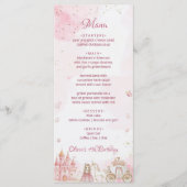 Pink Royal Princess Castle Unicorn 4th Birthday  Menu (Voorkant)