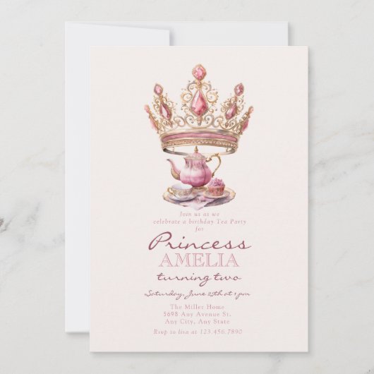 Pink Royal | Prinses Verjaardag Kaart (Voorkant)
