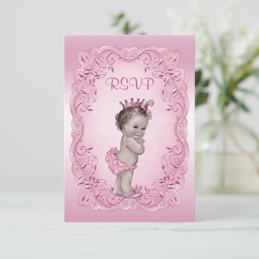Pink RSVP  Princess Baby shower (Staand voorkant)