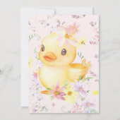 Pink RUBBER DUCK GIRL First Birthday Kaart (Achterkant)