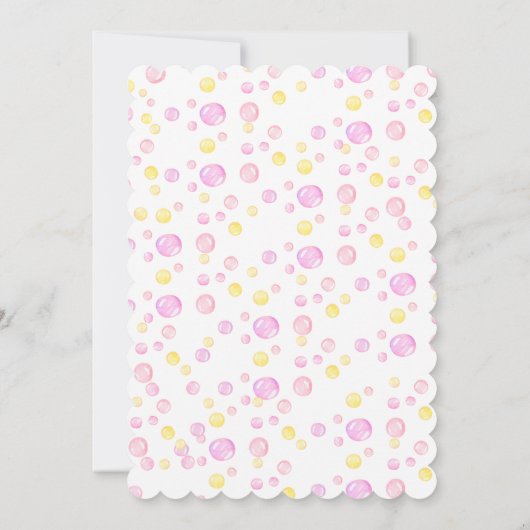 Pink RUBBER DUCK GIRL First Birthday Kaart (Achterkant)