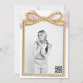 Pink Ruffle Cascade Bow Elegant Quinceañera Party Kaart (Achterkant)