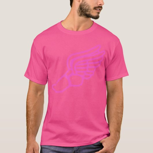 Pink Running Shoe With Wings Track And Field Sneak T-shirt (Voorkant)